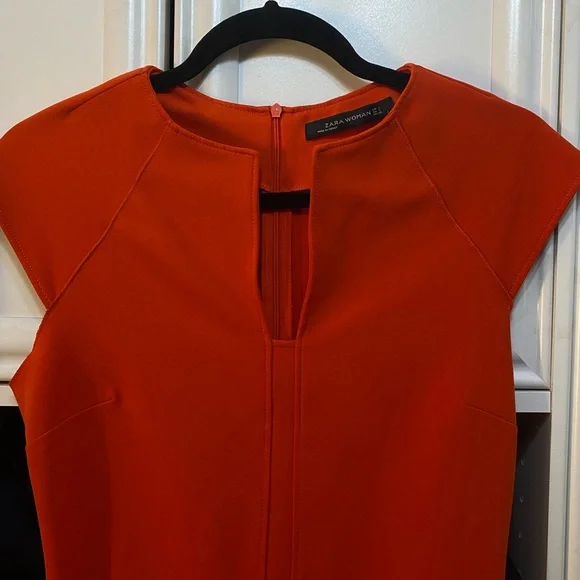 Zara Vibrant Orange Midi Dress - Picture 2 of 6